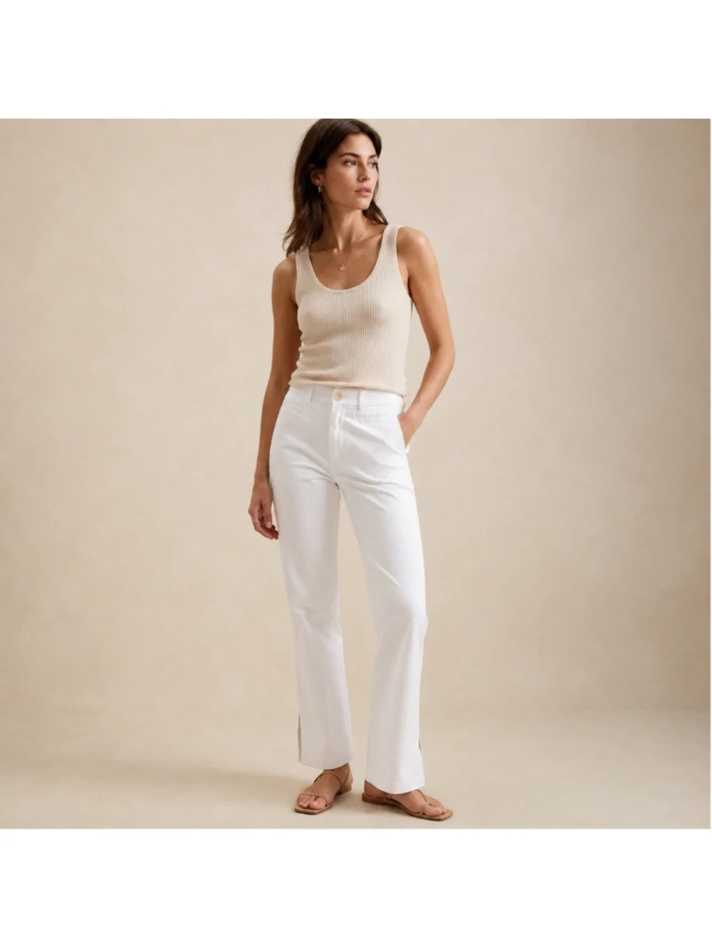 Banana Republic Martin Fit White Side Slit Pants Sz 10 Short NWT